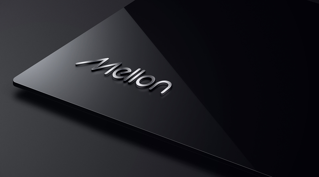 Mellon字标金属质感产品应用，黑银配色