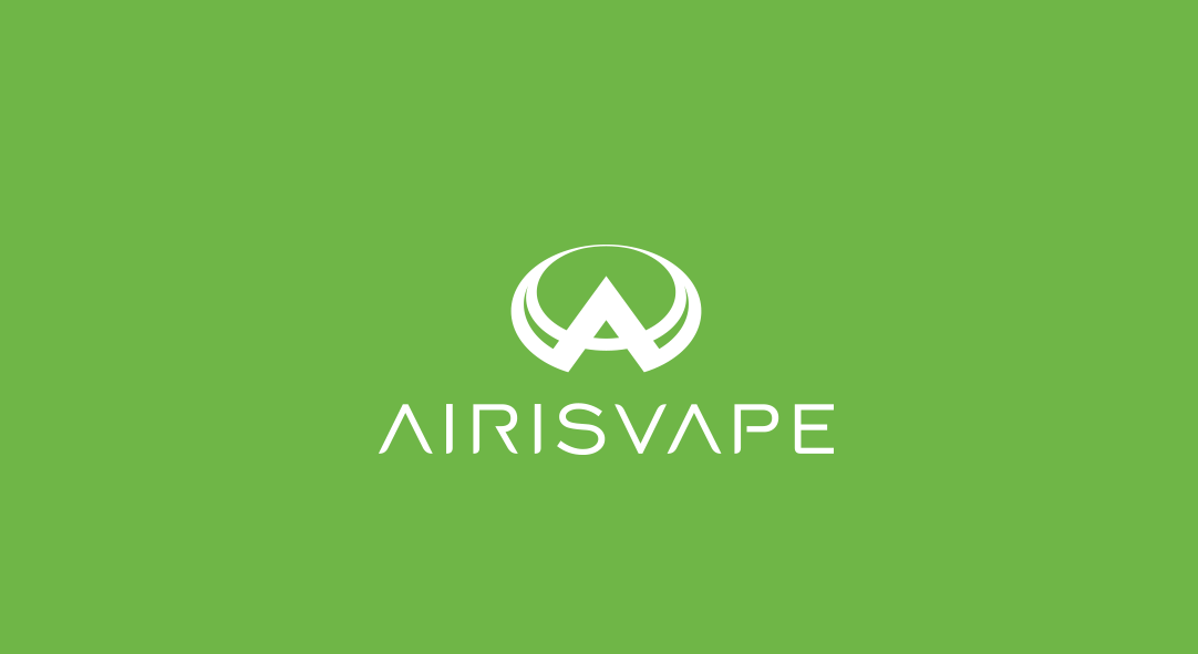 AIRISVAPE电子烟品牌Logo设计-抽象A字母气流轮廓绿色白字主视觉