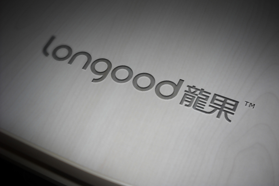 龙果longgood数码品牌Logo设计-书法中文无衬线英文金属蚀刻主视觉