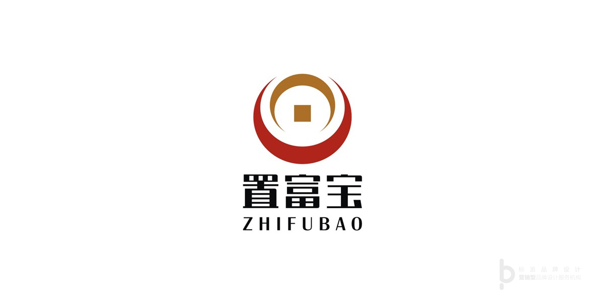 置富宝金融品牌Logo设计-抽象铜钱红金主视觉
