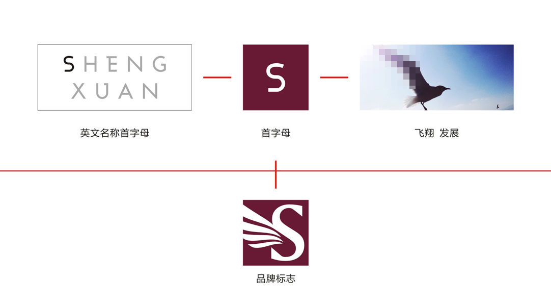 圣轩文化传播Logo创意推导-首字母S与飞翔发展意象
