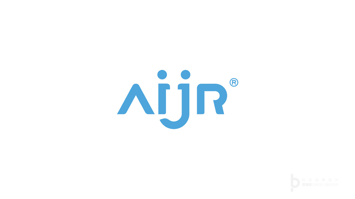 艾佳仁个人护理品牌Logo设计-Aijr双圆点天蓝色主视觉