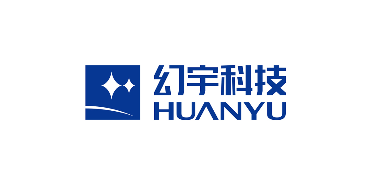 幻宇科技HUANYU VR品牌Logo设计-深蓝方形双星芒地平线弧线主视觉
