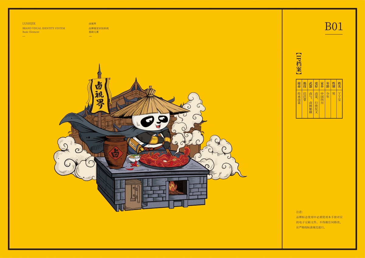 IP彩色稿,卤味品牌设计,餐饮品牌全案,IP形象设计,熊猫IP,江湖文化品牌,鲜卤品牌
