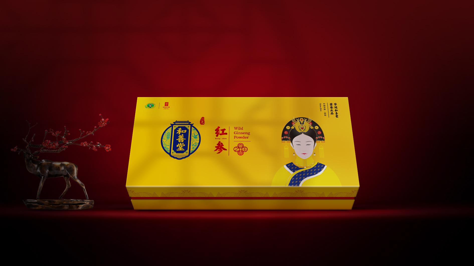 红参粉包装设计,高端包装设计,东方美学包装,原创IP设计,可持续包装,人参产品包装,滋补品品牌设计,贵妃IP设计