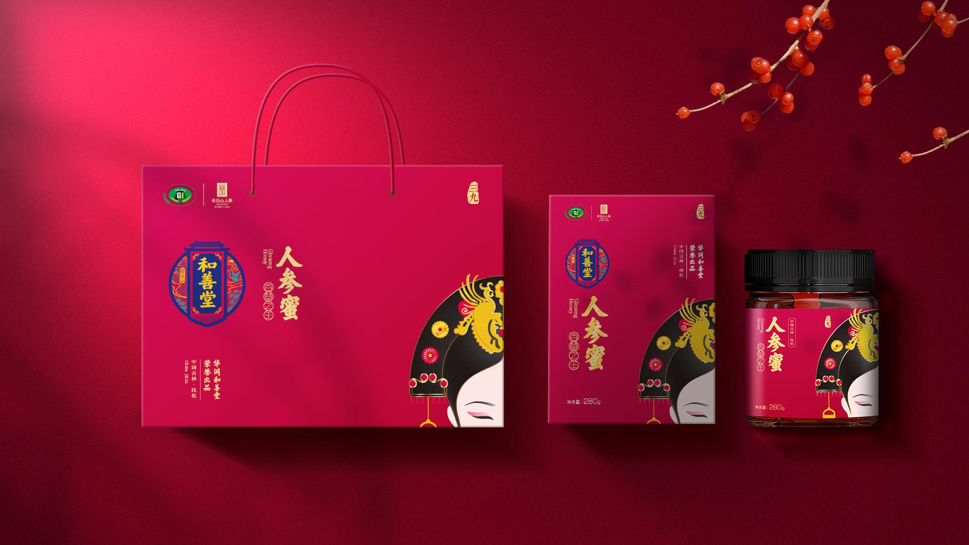 红参粉包装设计,高端包装设计,东方美学包装,原创IP设计,可持续包装,人参产品包装,滋补品品牌设计,贵妃IP设计