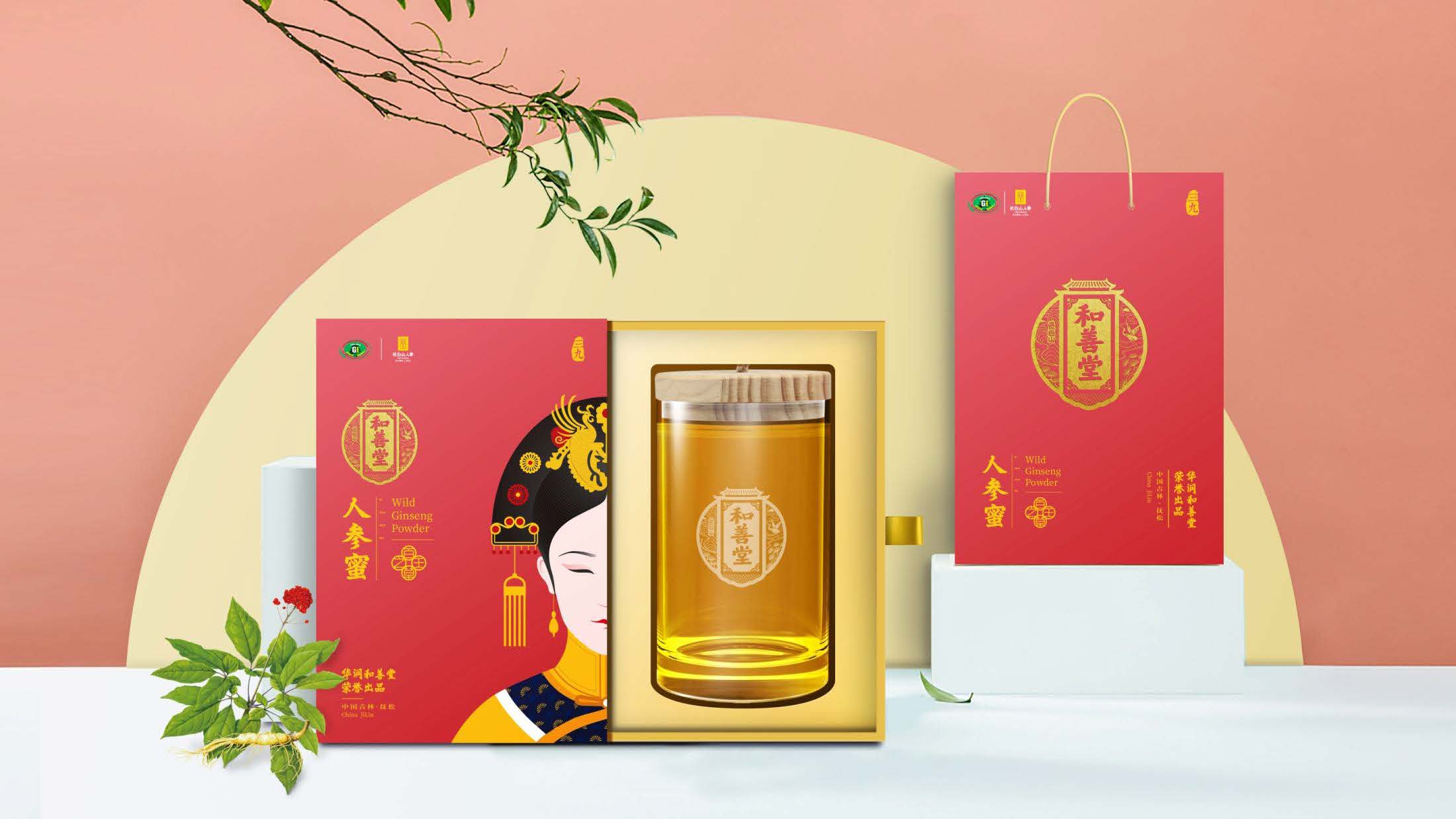红参粉包装设计,高端包装设计,东方美学包装,原创IP设计,可持续包装,人参产品包装,滋补品品牌设计,贵妃IP设计